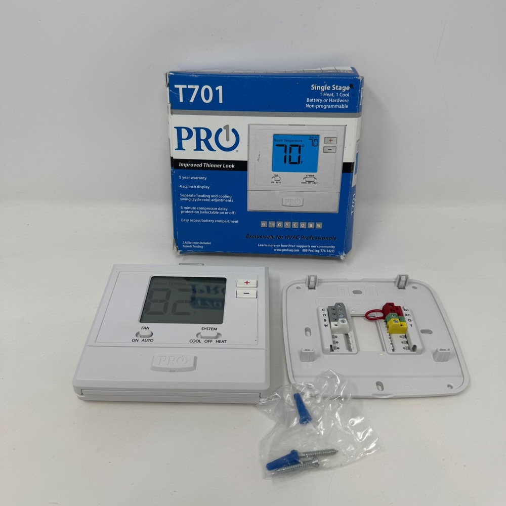 Pro1 IAQ T701 Non-Programmable Digital Thermostat 1 Heat 1 Cool Single Stage